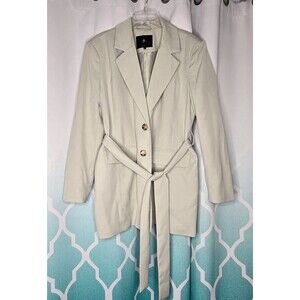 7 For All Mankind Double Button Jacket Women's Large Lined Belt Olive Blazer